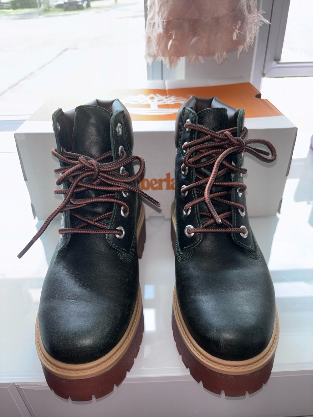 Timberland Stone Street 6” Waterproof Platform Boots Dark Green 6.5